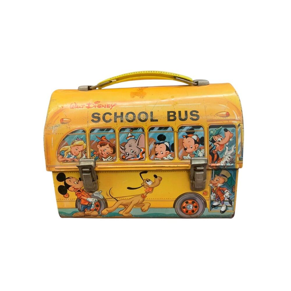 Vintage Disney Lunchbox School Bus with Mickey Mouse, Goofy, Donald Duck, more!